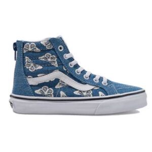 Vans Toddler Denim Butterfly Classic Slip On Sneakers Tennis Shoes, Sz 10